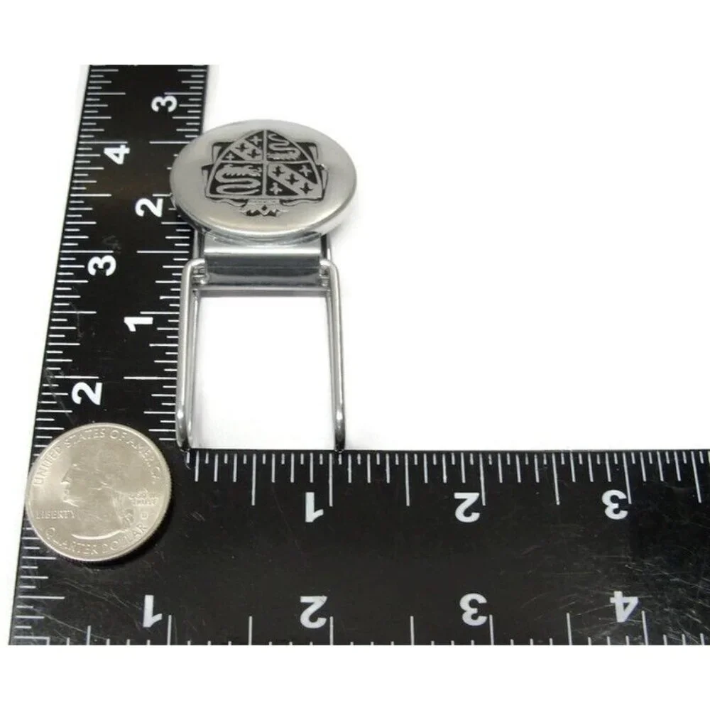 Vintage Silver Tone Crest Money Clip Men Wallet ID Credit Card Holder